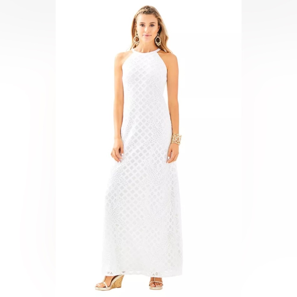 Lilly Pulitzer Pearl Maxi Dress in Resort White Pineapple Geo Lace